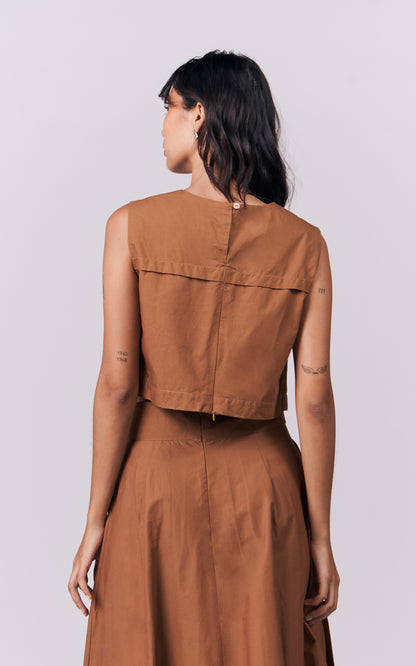 Ilise Sleeveless Top (Brown)