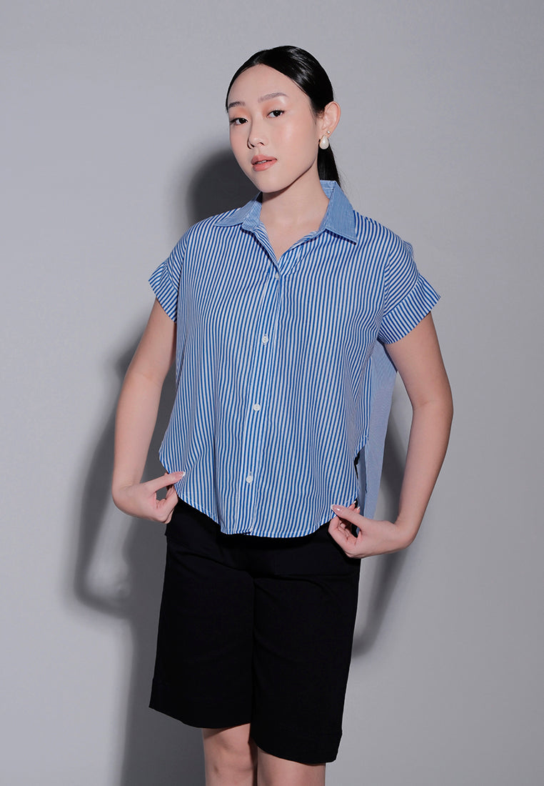 Holiday 2025 Iran Short Sleeve Top (Striped  Blue)