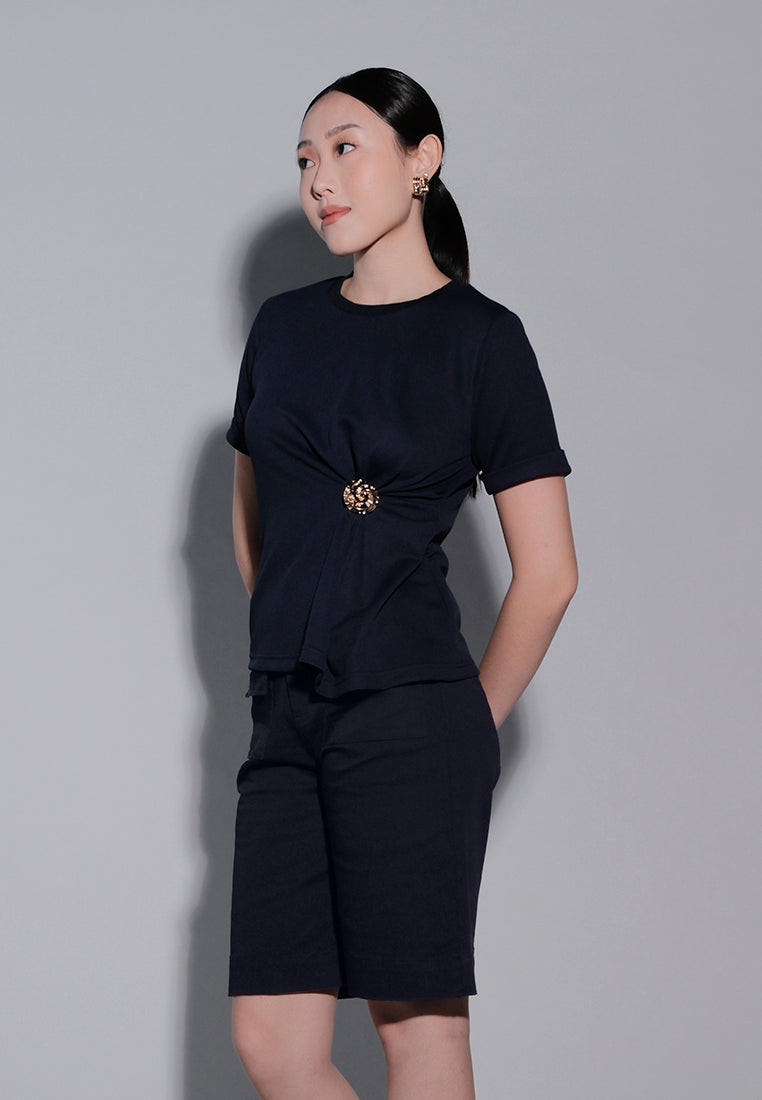Holiday 2025 Irinna Short Sleeve Top (Navy)