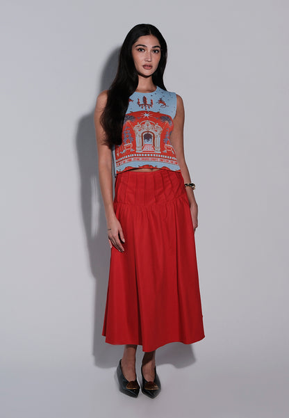 Holiday 2025 Irley Sleeveless Top (Printed Blue)