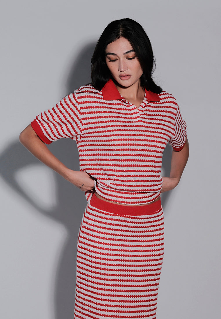 Holiday 2025 Irra Short Sleeve Top (Striped Red)