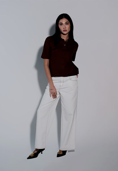 Holiday 2025 Isha Short Sleeve Sportshirt Top (Brown)