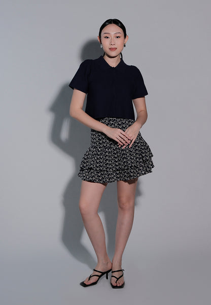 Holiday 2025 Ivorie Short Sleeve Top (Navy)