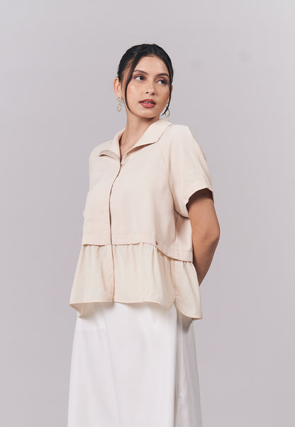 Iyla Short Sleeve Top (Cream)