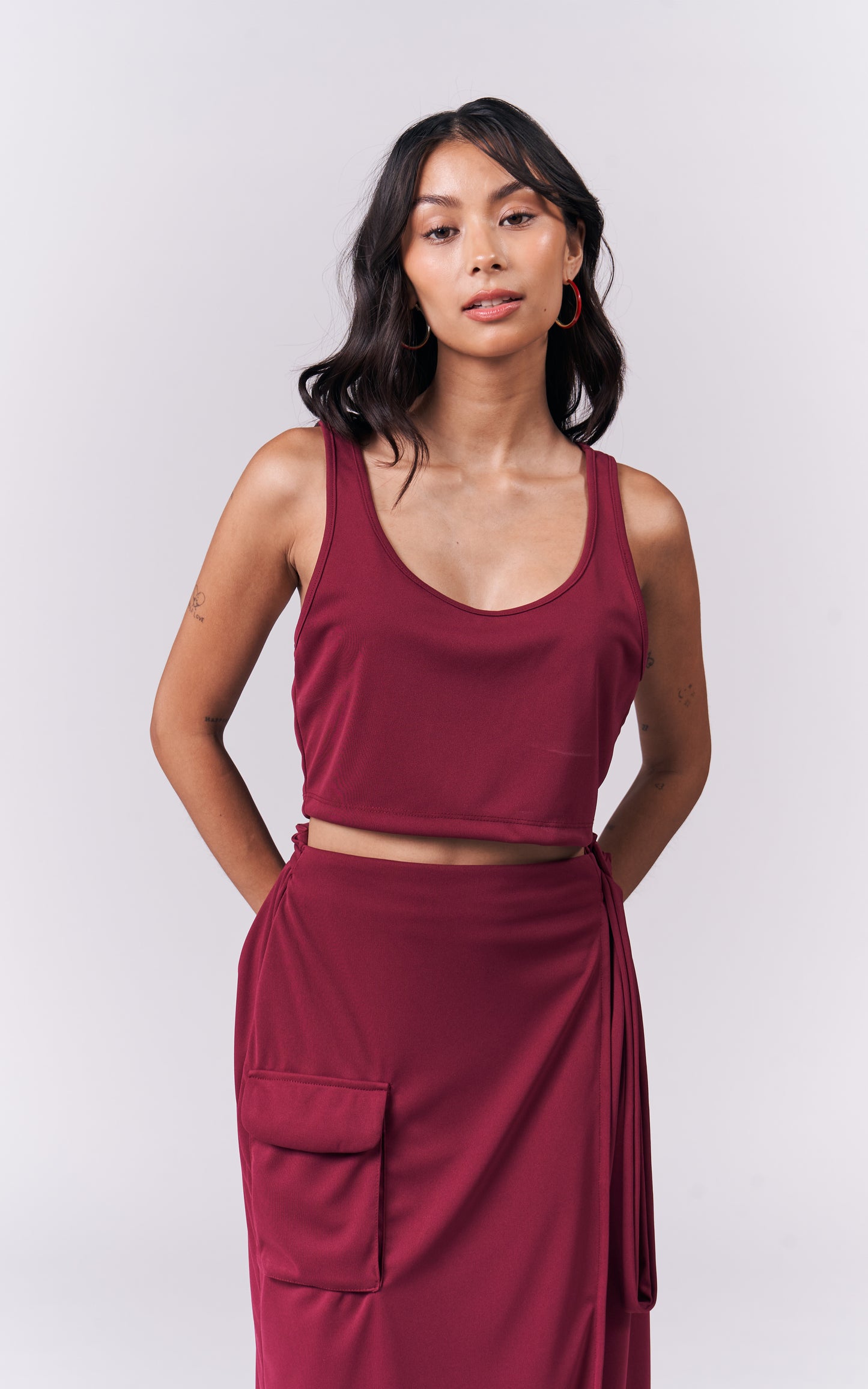 Jazmine Sleeveless And Skirt (Burgundy)