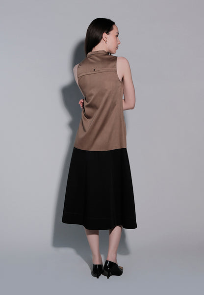 Holiday 2025 Jhanna Sleeveless Dress  (Khaki Black)