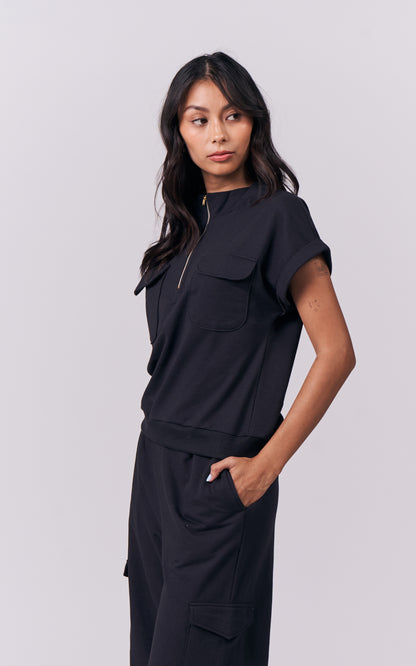 Jishie Short Sleeve Top (Black)