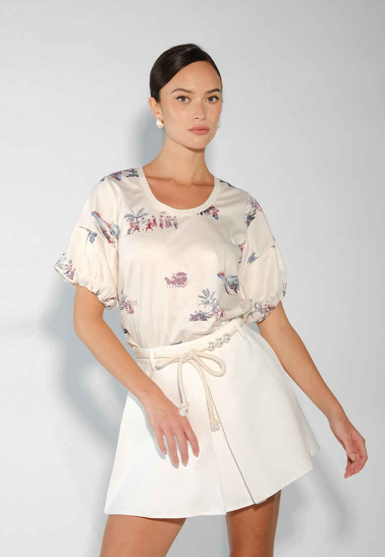 Sari- Sari Laoag Short Sleeve Shirt Top (Printed Cream)