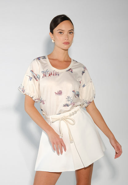 Sari- Sari Laoag Short Sleeve Shirt Top (Printed Cream)