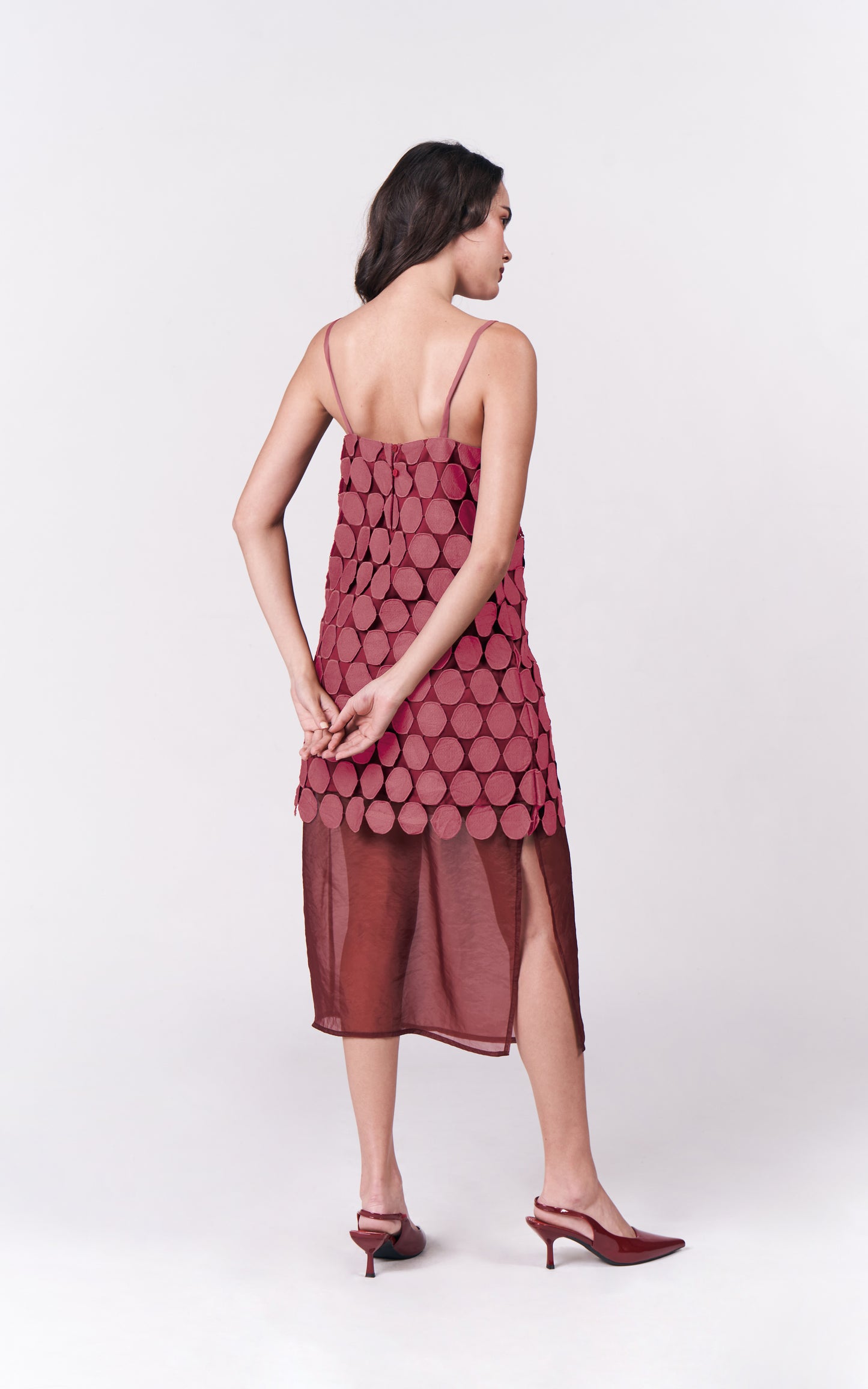 Holiday Dresses Lava Sleeveless 2-In-1 Dress (Burgundy)