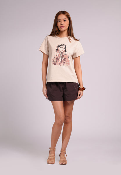 Summer Tees 2026 Maria Short Sleeve Shirts Top (Khaki)