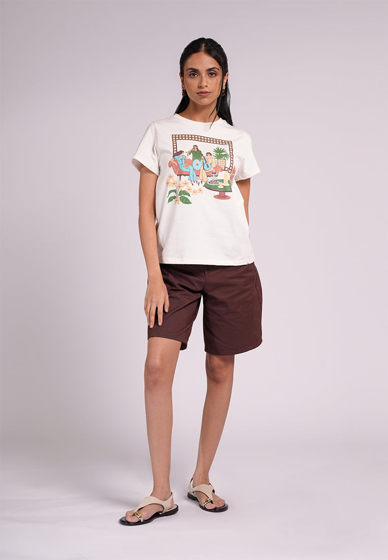 Summer Tees 2026 Milena Short Sleeve Shirts Top (White)