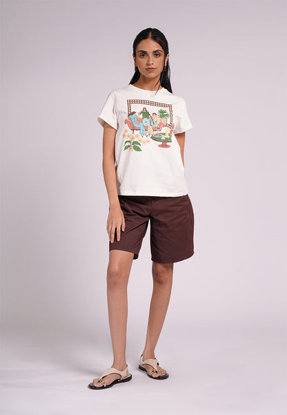 Summer Tees 2026 Milena Short Sleeve Shirts Top (White)
