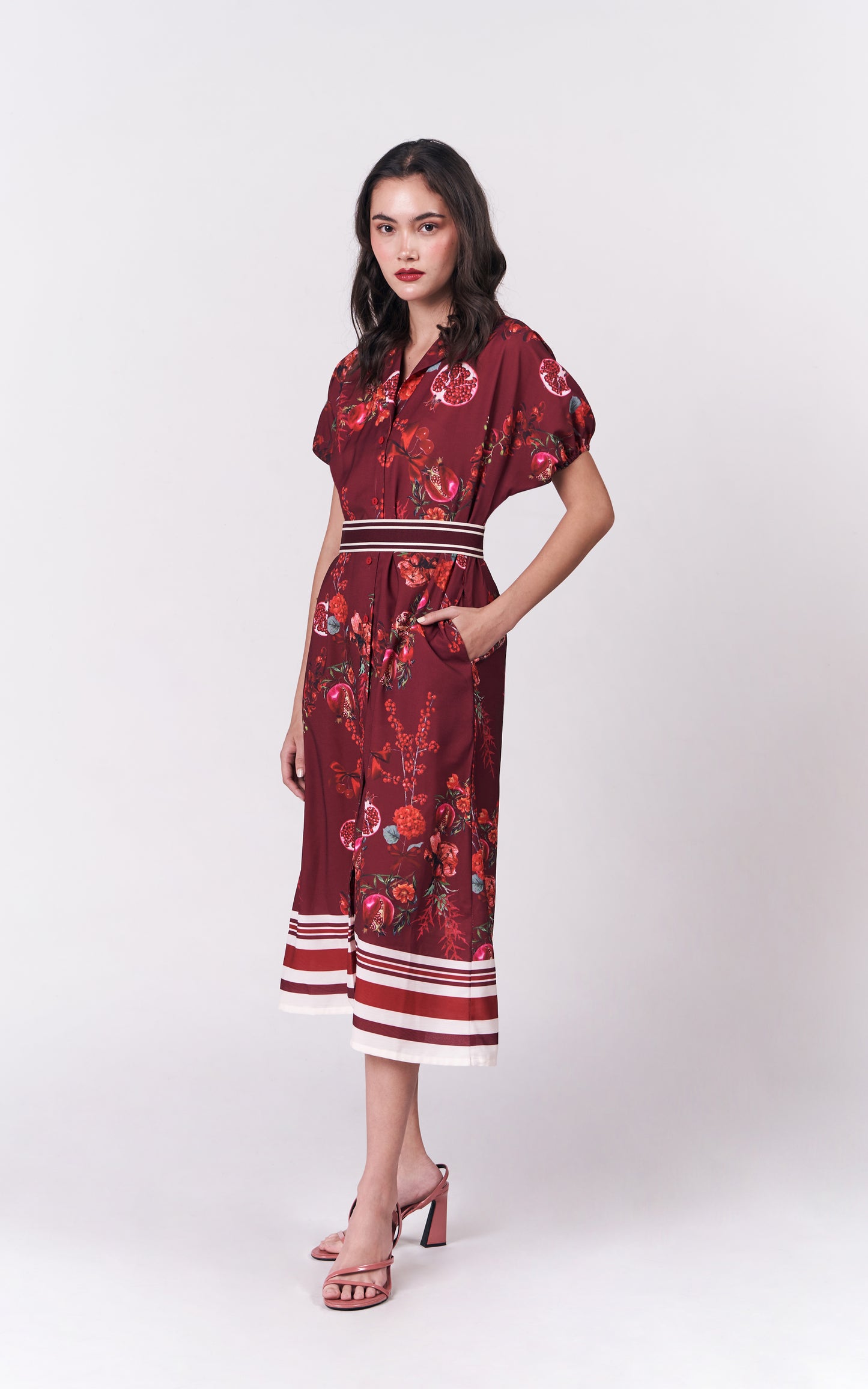 Mulberry Short Sleeve Dress (Burgundy)