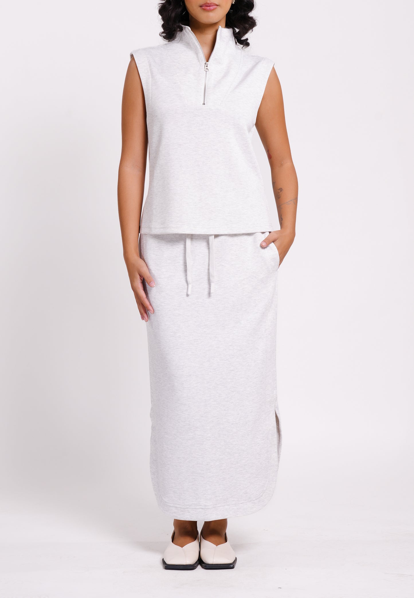 Raf Neat Sleeveless Top (Oatmeal)