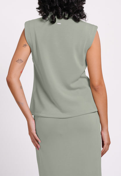 Raf Neat Sleeveless Top (Sage)
