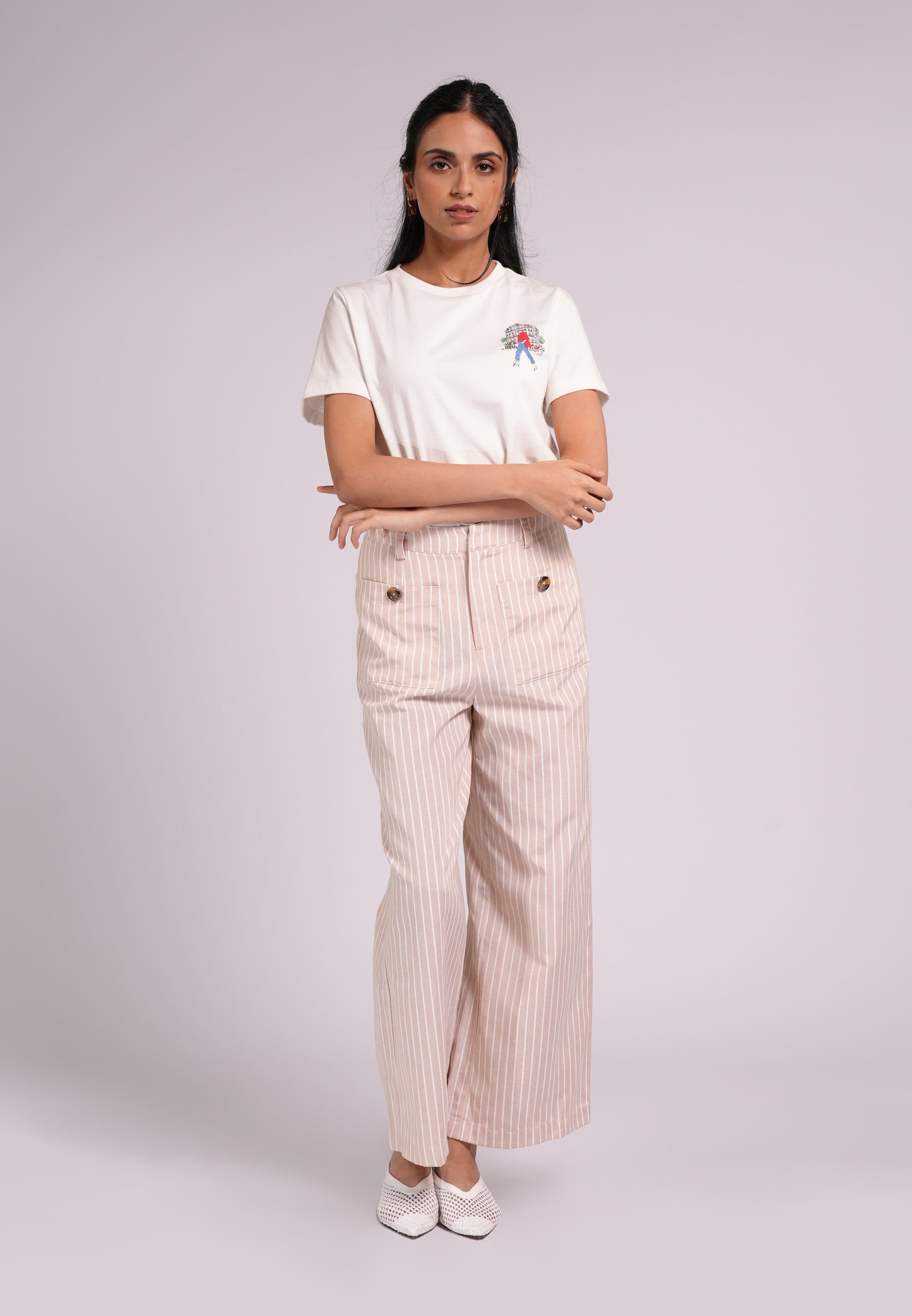 Summer Tees 2026 Odesa Short Sleeve Shirt Top(White)