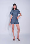 DNM Studios x Raxenne Pedilum Short Sleeve Playsuit (Mid.Blue)
