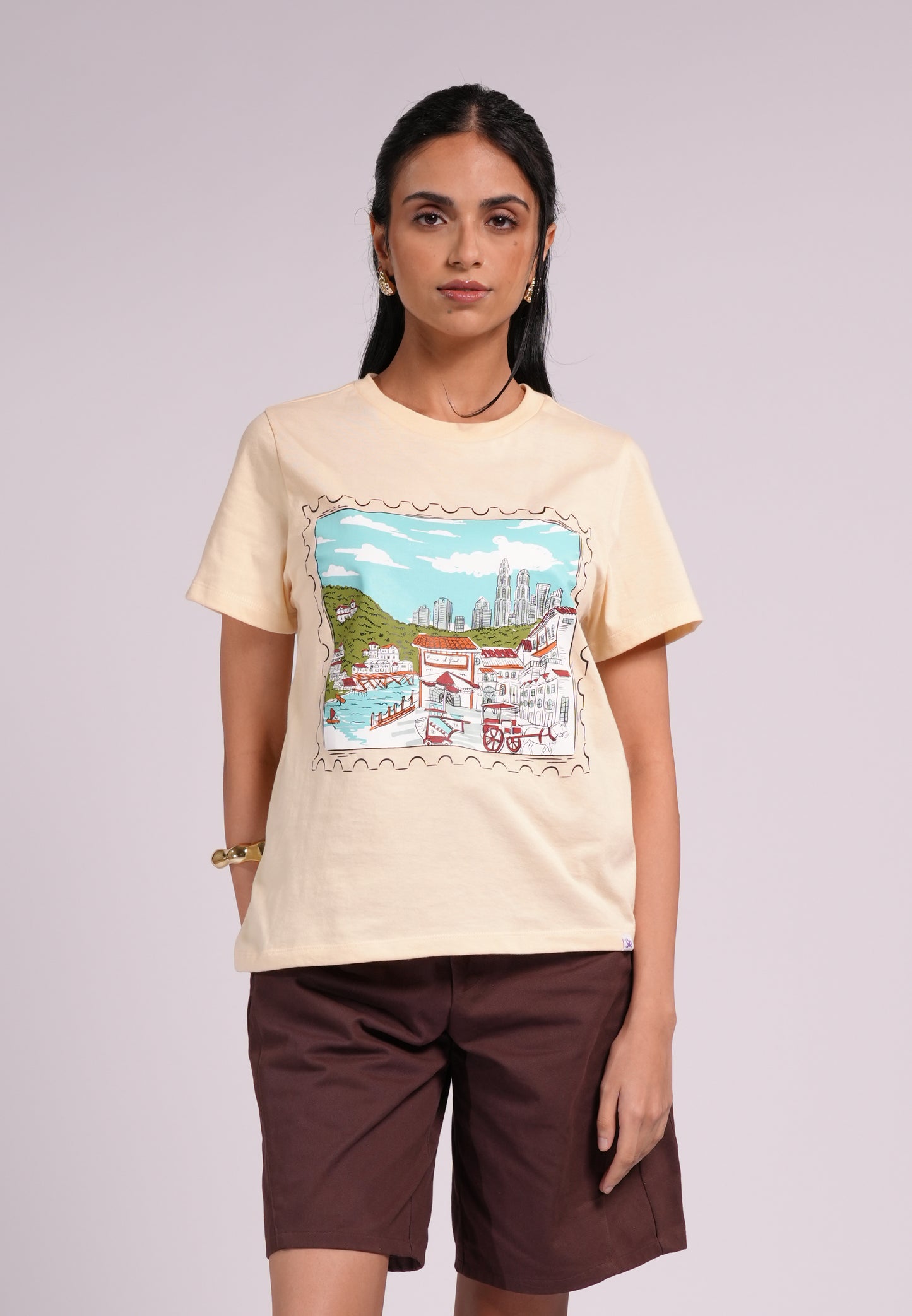 Summer Tees 2026 Perlah Short Sleeve Shirts Top (Cream)