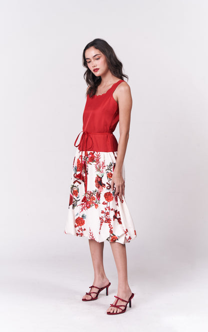 Holiday Dresses Pomegranate Sleeveless Dress (Red/Crm)