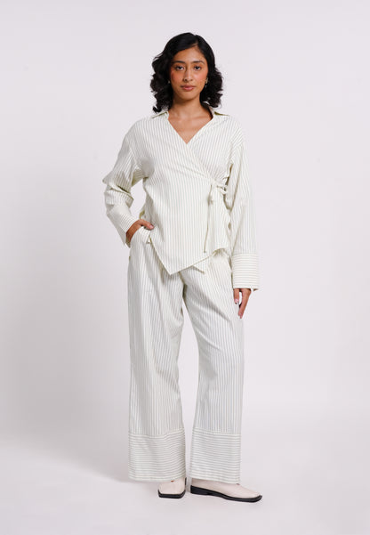 Archetype Summer Essentials Quanna Long Sleeve Top (Striped Green)