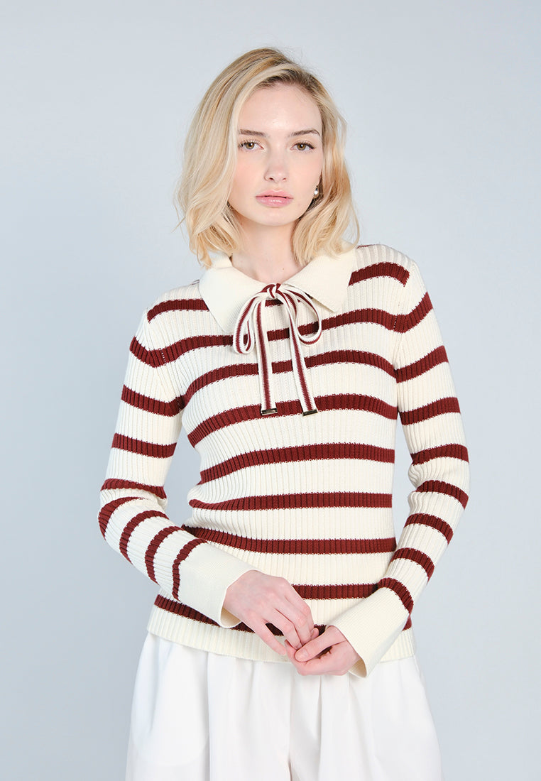 Raf Dara Long Sleeve Top (White/Rust)