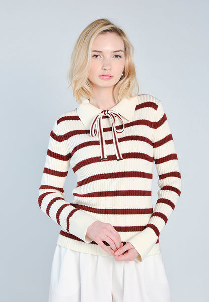 Raf Dara Long Sleeve Top (White/Rust)