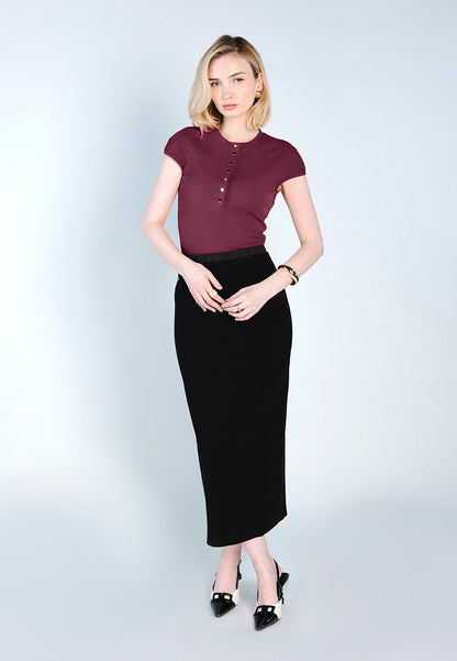 Raf Floyd Short Sleeve Bodysuit Top (Bordo)