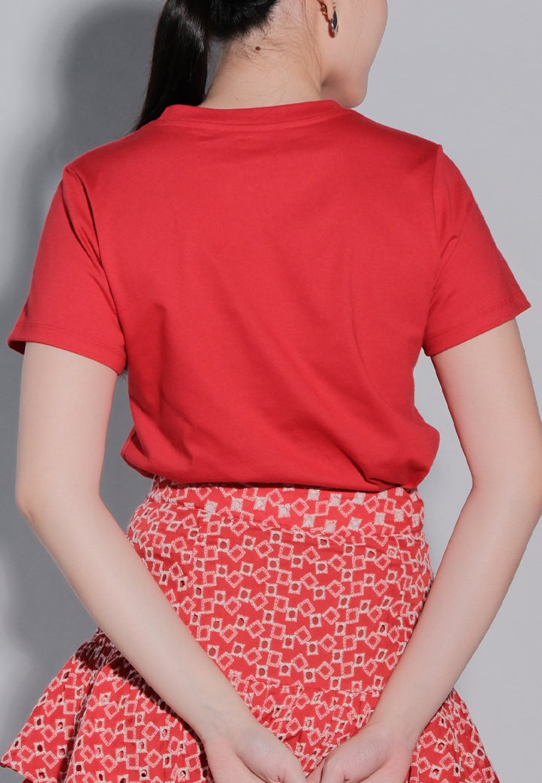 Holiday Tees 2025 Sleigh Short Sleeve Shirt Top (Red)