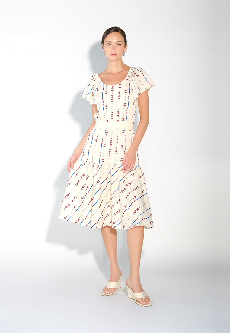 Sari- Sari Sorsogon Short Sleeve Dress (Cream)