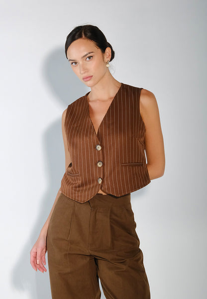 Sari- Sari Tagum Sleeveless Reversible Vest Top (Brown)