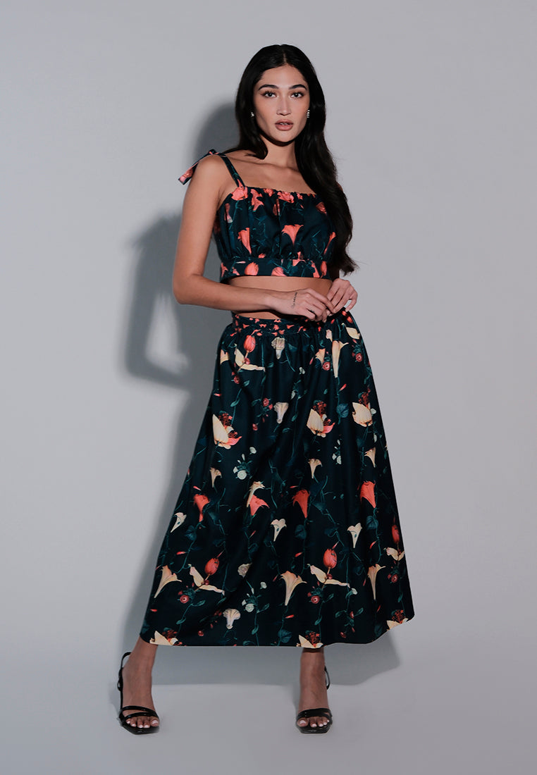 Femina The Lover Sleeveless Top And Skirt (Printed Green)