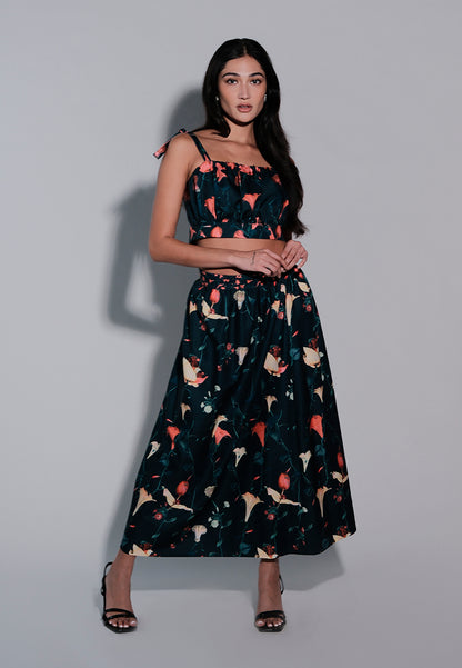 Femina The Lover Sleeveless Top And Skirt (Printed Green)