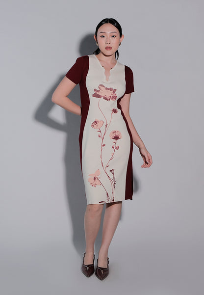 Femina The Mystic Short Sleeve Dress (Printed Beige)