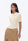 Plains & Prints x Randolf Tulip Barong Knit Short Sleeve Top (Cream)