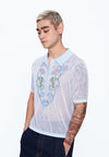 Plains & Prints x Randolf Tulip Barong Knit Short Sleeve Top (Light Blue)