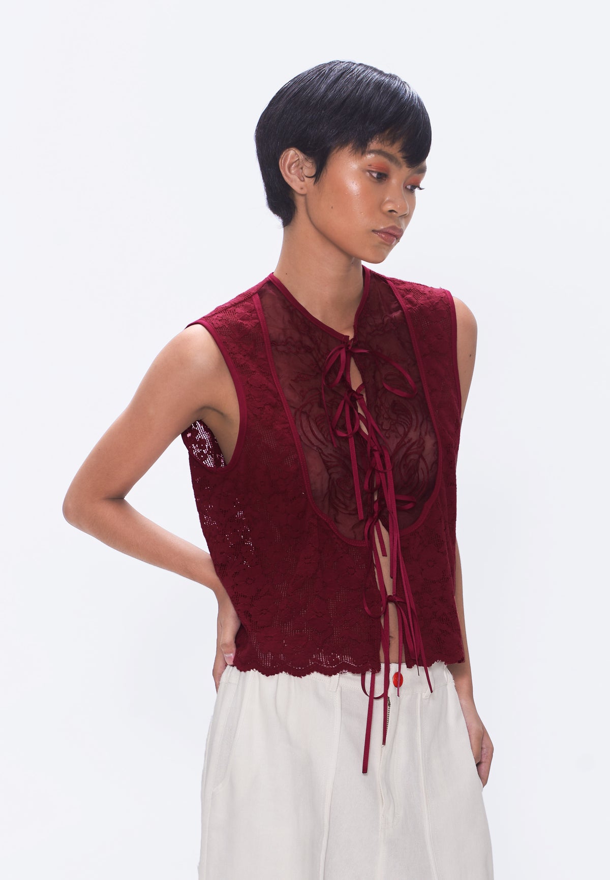 Plains & Prints X Randolf Wave Sleeveless Vest (Oxblood)