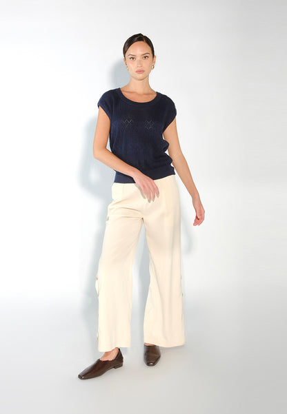 Sari- Sari Allona Short Sleeve Top (Navy)