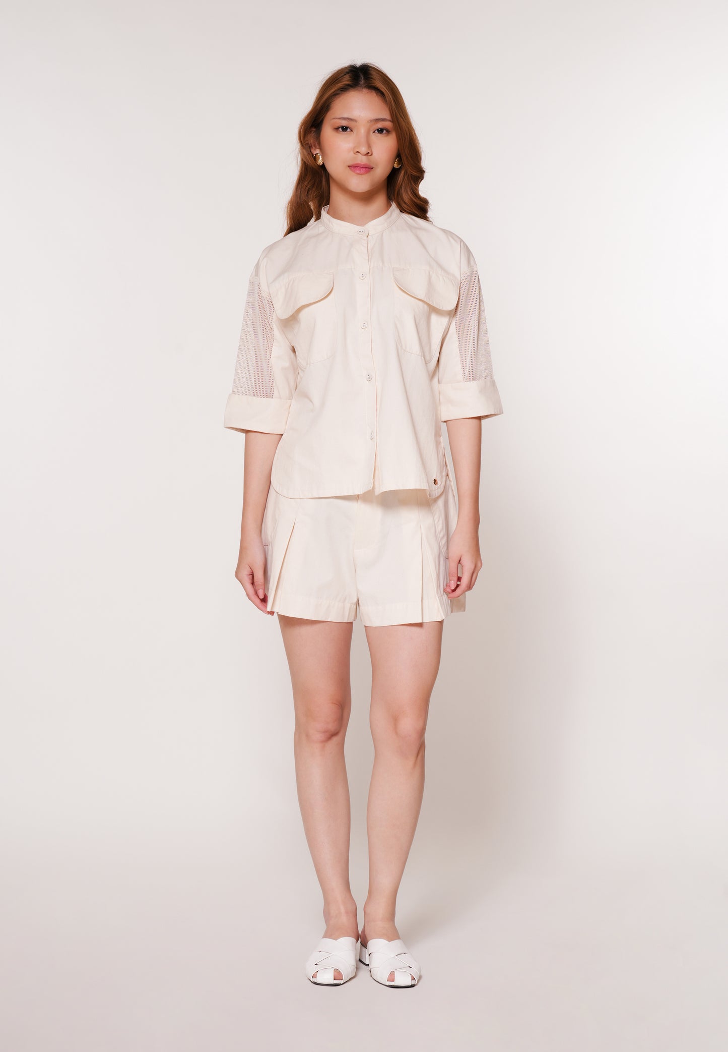 Aris Quarter Sleeve Top (Cream)