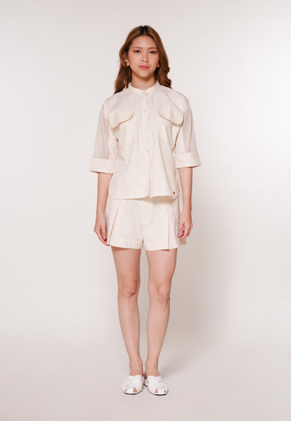 Aris Quarter Sleeve Top (Cream)