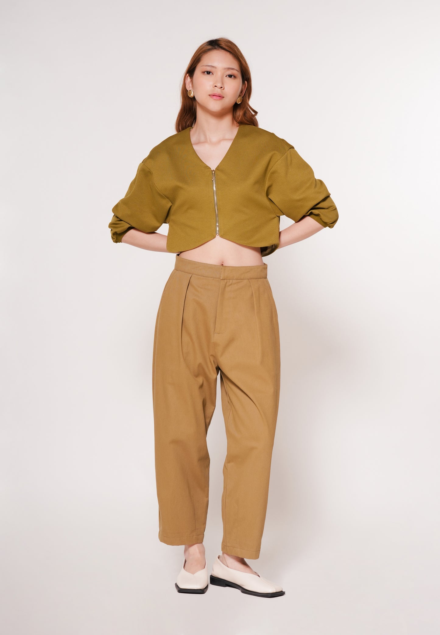 Aven Quarter Sleeve Top (Olive)