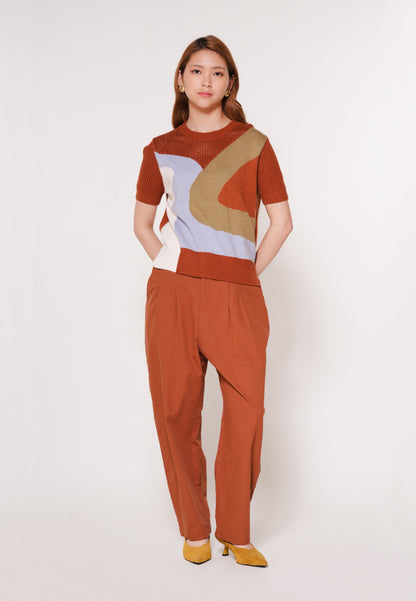 Axon Short Sleeve Top (Printed Brown)
