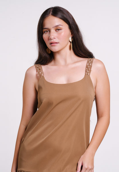 Barrett Sleeveless Dress  (Brown)