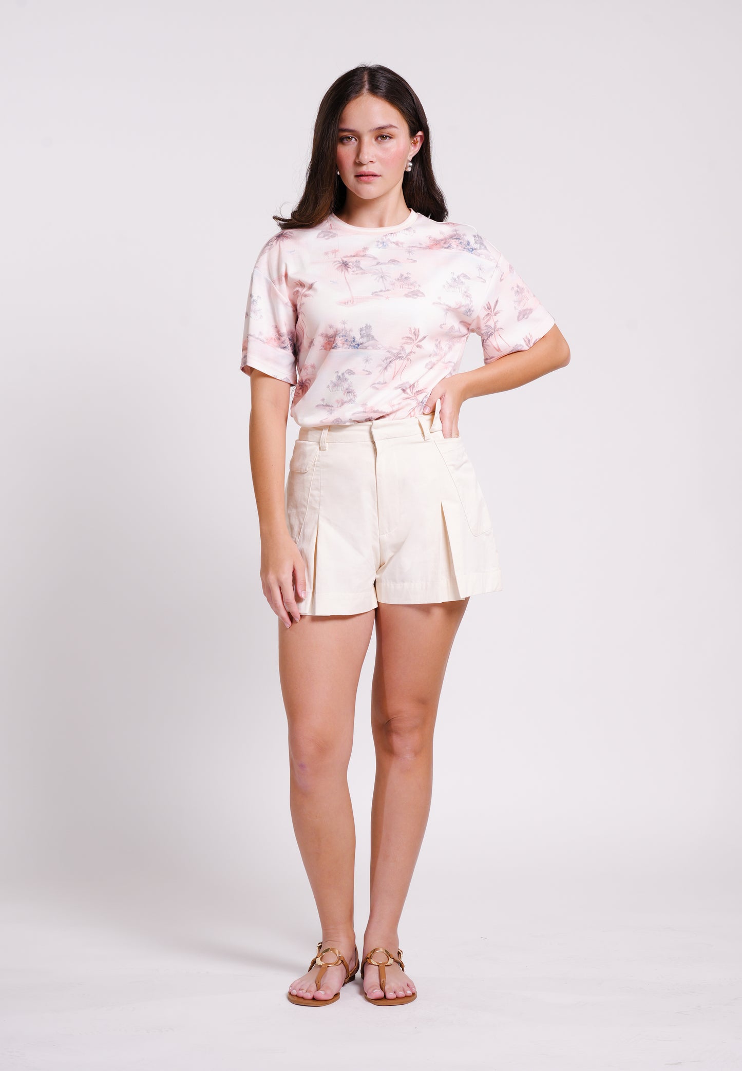 Beaux Short Sleeve Top (Printed Blush)