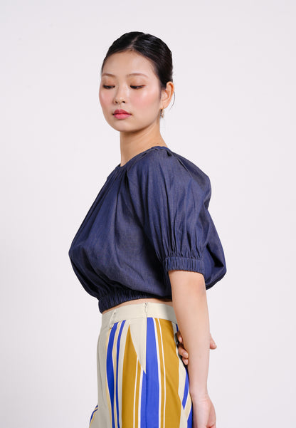Bellamy Short Sleeve Top (Denim)