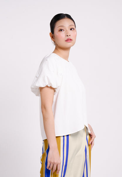 Bence Short Sleeve Top (White)
