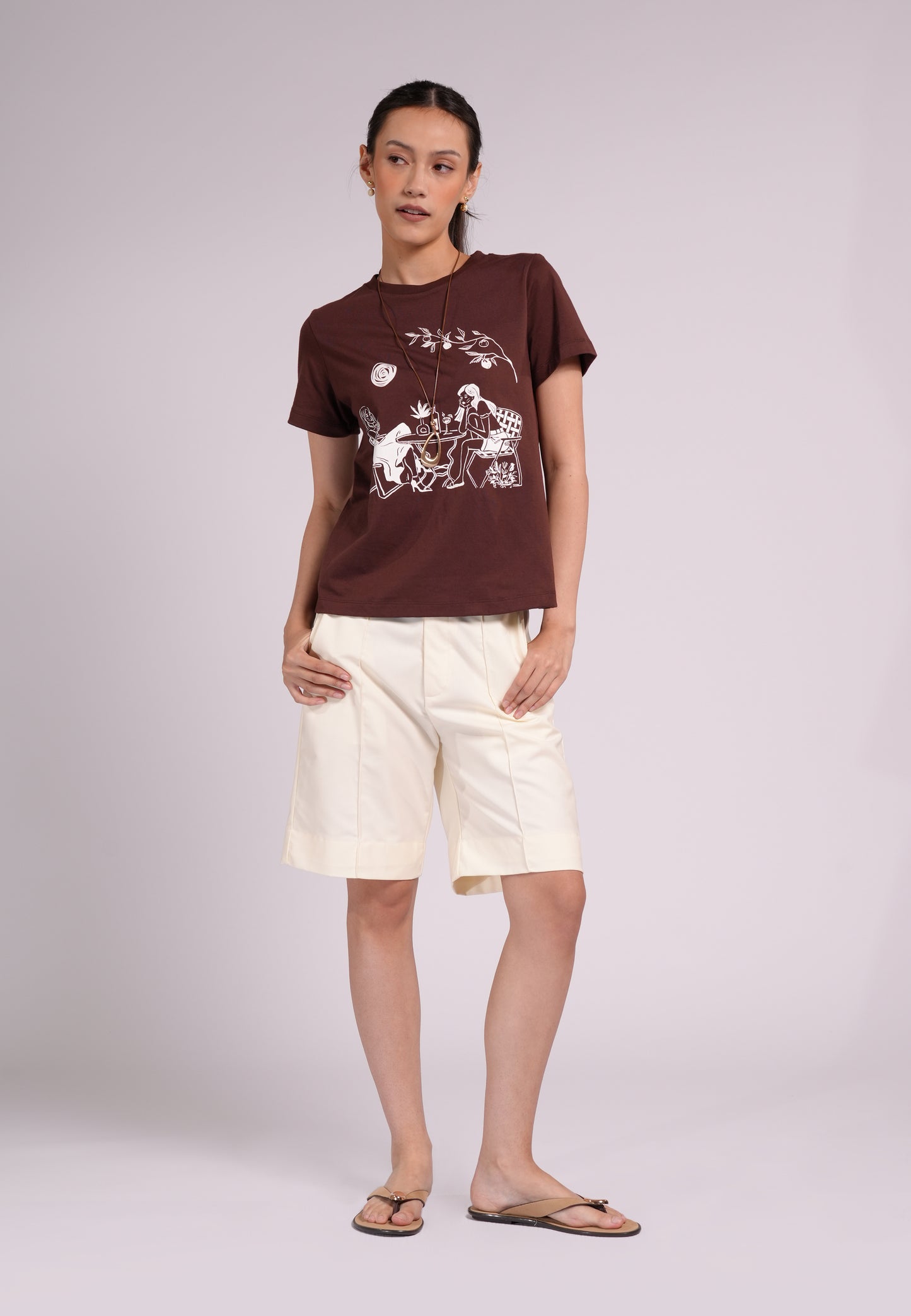Summer Tees 2026 Bernila Short Sleeve Shirt Top(Brown)
