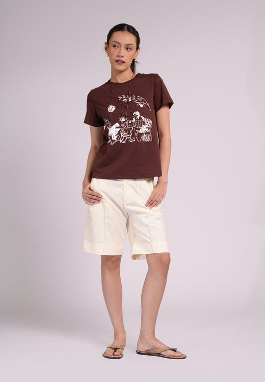 Summer Tees 2026 Bernila Short Sleeve Shirt Top(Brown)