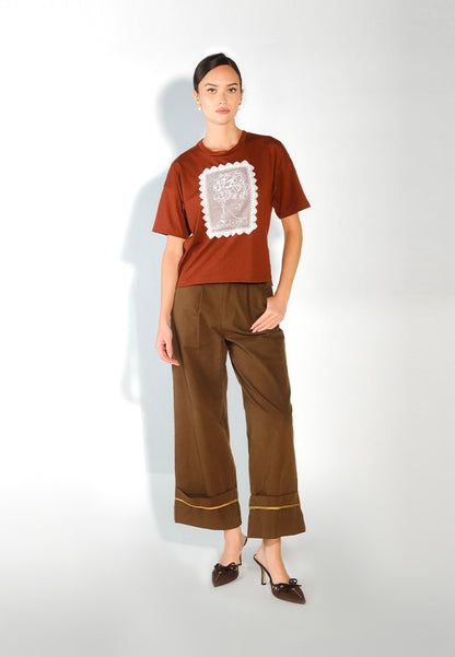 Sari- Sari Binibini Short Sleeve Shirts Top (Rust)