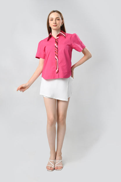 Caleen Short Sleeve Top (Fuschia)